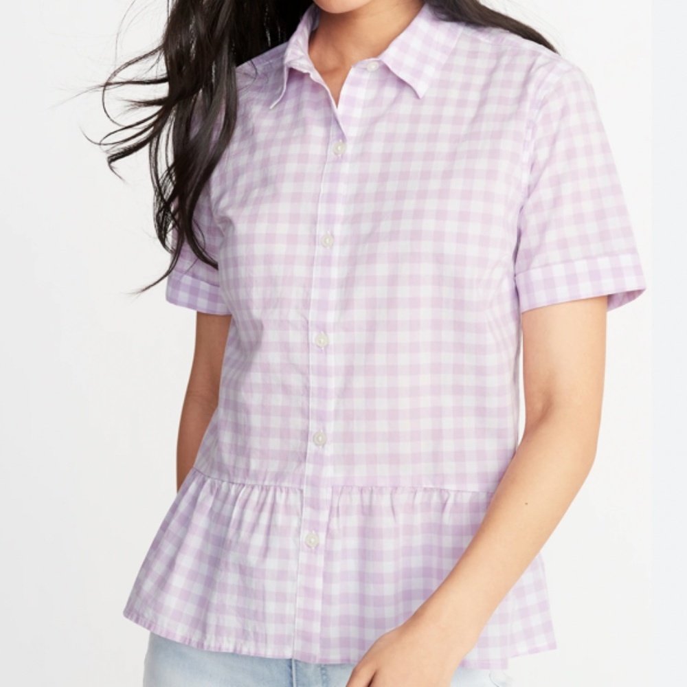 NWT: old navy Patterned Peplum-Hem Shirt for Women